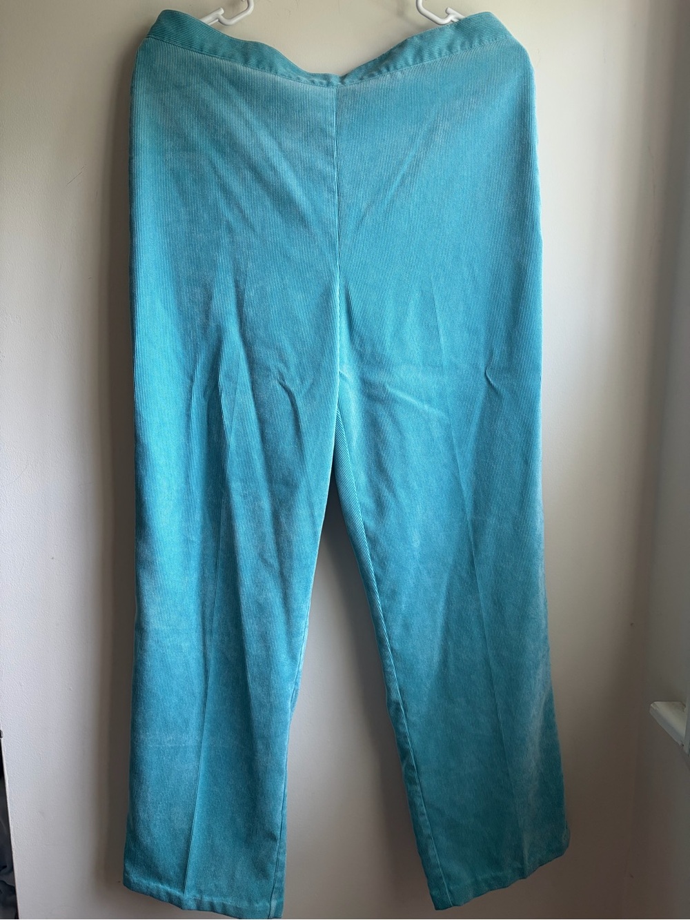 Alfred Dunner Seafoam Classics Fit Corduroy Pants Pull On Stretchy Wide Leg 12